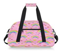 Mexpekil Rainbows Hearts Cute Travel Gym Bag for Girls Boys Carry On Overnight Weekend Bags Waterproof Hand Luggage Bag for Sports Dance School Practice