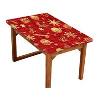 Mexpekil Rectangle Table Cloth, Hand Drawn Gold Doodles Elastic Fitted Tablecloth, Waterproof Wipe-Clean Table Protector Fits 4FT Rectangular Tables for Dining Indoor Outdoor