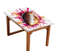Mexpekil Rectangle Table Cloth, Watercolor American Football Elastic Fitted Tablecloth, Waterproof Wipe-Clean Table Protector Fits 4FT Rectangular Tables for Dining Indoor Outdoor