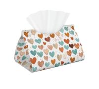 Mexpekil Rectangle Tissue Box Cover Leather Tissue Box Holder Waterproof Cube Tissues Storage Box Decorative Organizer for Home Car Office (Hearts)