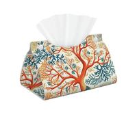 Mexpekil Rectangle Tissue Box Cover Leather Tissue Box Holder Waterproof Cube Tissues Storage Box Decorative Organizer for Home Car Office (Coral)
