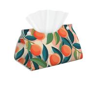 Mexpekil Rectangle Tissue Box Cover Leather Tissue Box Holder Waterproof Cube Tissues Storage Box Decorative Organizer for Home Car Office (Peach)