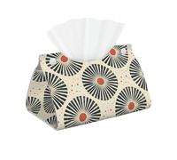 Mexpekil Rectangle Tissue Box Cover Leather Tissue Box Holder Waterproof Cube Tissues Storage Box Decorative Organizer for Home Car Office (Japanese Geometric)