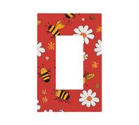 Mexpekil Red Bee Daisy Light Switch Cover 1 Gang Single Rocker Outlet Cover Decorative Wall Plate for Home Office