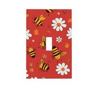 Mexpekil Red Bee Daisy Light Switch Cover 1 Gang Single Toggle Outlet Cover Decorative Wall Plate for Home Office
