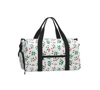 Mexpekil Red Berries Branch Gym Bag with Shoe Compartment Waterproof Duffel Bag Large Overnight Weekend Bags Travel Holdall for Women Men Teens