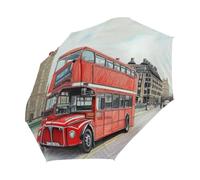 Mexpekil Red Bus Big Ben London Compact Umbrella Windproof Strong for Kids Women Men Auto Open Close Folding Umbrellas UV Protection Travel Umbrella for Sun Rain