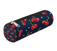 Mexpekil Red Cherries Black Pencil Case for Girls Boys Stationery Pouch Organiser Small School Supply Bag for Students Office