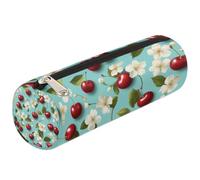 Mexpekil Red Cherries White Flowers Pencil Case for Girls Boys Stationery Pouch Organiser Small School Supply Bag for Students Office