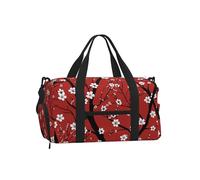 Mexpekil Red Cherry Blossom Gym Bag with Shoe Compartment Waterproof Duffel Bag Large Overnight Weekend Bags Travel Holdall for Women Men Teens