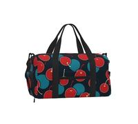 Mexpekil Red Cherry Blue Circle Gym Bag with Shoe Compartment Waterproof Duffel Bag Large Overnight Weekend Bags Travel Holdall for Women Men Teens