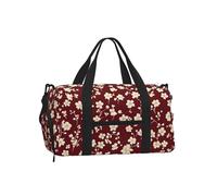 Mexpekil Red Cherry Flower Gym Bag with Shoe Compartment Waterproof Duffel Bag Large Overnight Weekend Bags Travel Holdall for Women Men Teens