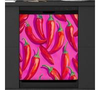 Mexpekil Red Chili Dishwasher Magnet Cover 21x26Inch Decorative Dish Washer Sticker for Front Door Waterproof Kitchen Appliance Panel Magnetic Decal