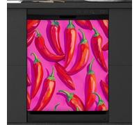 Mexpekil Red Chili Dishwasher Magnet Cover | 23x26inch Reusable Dish Washer Covers Decorative Dishwasher Front Panel Magnetic Cover Sticker for Kitchen Appliances