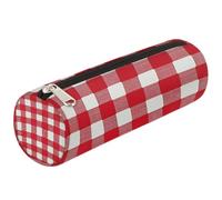 Mexpekil Red Gingham Check Plaid Pencil Case for Girls Boys Stationery Pouch Organiser Small School Supply Bag for Students Office