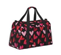 Mexpekil Red Hearts Duffel Bag Large Carry On Hand Luggage Bags Waterproof Weekender Bags Foldable Tote Bag for Travel Sports Gym Dance