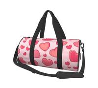 Mexpekil Red Hearts Foldable Gym Bag Carry On Travel Duffle Bags Waterproof Woman Men Hand Luggage Bag Large Weekend Overnight Bags for Sports Dance with Removable Strap