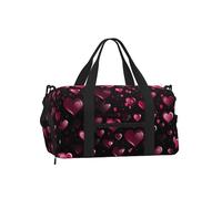 Mexpekil Red Hearts Love Gym Bag with Shoe Compartment Waterproof Duffel Bag Large Overnight Weekend Bags Travel Holdall for Women Men Teens