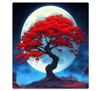 Mexpekil Red Japanese Maple Tree With The Moon Dishwasher Magnet Cover 21x26 in, Waterproof Decorative Magnetic Dishwasher Cover Sticker for Kitchen Appliances Decor