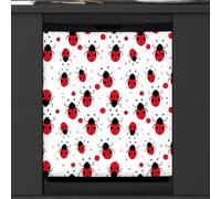 Mexpekil Red Ladybug Pattern Dishwasher Magnet Cover 21x26Inch Decorative Dish Washer Sticker for Front Door Waterproof Kitchen Appliance Panel Magnetic Decal