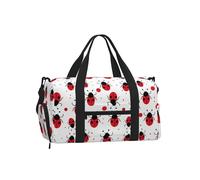Mexpekil Red Ladybug Pattern Gym Bag with Shoe Compartment Waterproof Duffel Bag Large Overnight Weekend Bags Travel Holdall for Women Men Teens