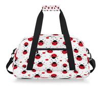 Mexpekil Red Ladybug Pattern Travel Gym Bag for Girls Boys Carry On Overnight Weekend Bags Waterproof Hand Luggage Bag for Sports Dance School Practice