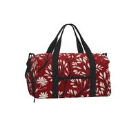 Mexpekil Red Leaves Branch Gym Bag with Shoe Compartment Waterproof Duffel Bag Large Overnight Weekend Bags Travel Holdall for Women Men Teens