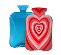 Mexpekil Red Love Heart Hot Water Bottle with Cover, 2L PVC Hot Water Bag for Pain Relief, Feet, Back, Warmth