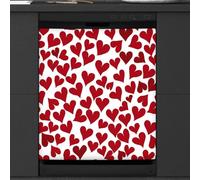 Mexpekil Red Love Heart Pattern Dishwasher Magnet Cover 21x26 in, Decorative Waterproof Dishwasher Magnetic Cover Sticker for Kitchen Appliances
