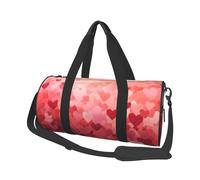 Mexpekil Red Love Hearts Foldable Gym Bag Carry On Travel Duffle Bags Waterproof Woman Men Hand Luggage Bag Large Weekend Overnight Bags for Sports Dance with Removable Strap
