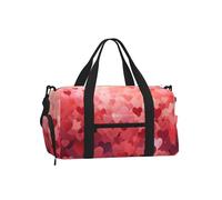 Mexpekil Red Love Hearts Gym Bag with Shoe Compartment Waterproof Duffel Bag Large Overnight Weekend Bags Travel Holdall for Women Men Teens