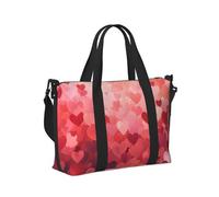 Mexpekil Red Love Hearts Travel Duffel Bag Waterproof Sports Gym Bag Large Weekend Overnight Bags for Women Men Foldable Carry On Luggage Tote Bag for Flight