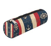 Mexpekil Red Navy Blue Nautical Anchor Pencil Case for Girls Boys Stationery Pouch Organiser Small School Supply Bag for Students Office