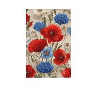 Mexpekil Red Poppies Blue Daisy Light Switch Cover 1 Gang Single Blank Outlet Cover Decorative Wall Plate for Home Office