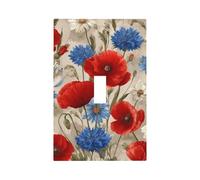 Mexpekil Red Poppies Blue Daisy Light Switch Cover 1 Gang Single Toggle Outlet Cover Decorative Wall Plate for Home Office