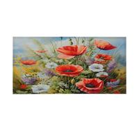 Mexpekil Red Poppy Herb Daisy 1 pcs Magnetic Fluorescent Light Covers for Ceiling Lights 2x4 FT Lamp Shade Cover