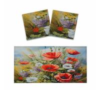 Mexpekil Red Poppy Herb Daisy 2 pcs Magnetic Fluorescent Light Covers for Ceiling Lights 2x4 FT Lamp Shade Cover
