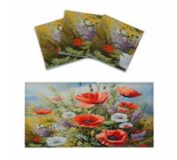 Mexpekil Red Poppy Herb Daisy 3 pcs Magnetic Fluorescent Light Covers for Ceiling Lights 2x4 FT Lamp Shade Cover