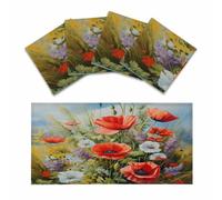 Mexpekil Red Poppy Herb Daisy 4 pcs Magnetic Fluorescent Light Covers for Ceiling Lights 2x4 FT Lamp Shade Cover