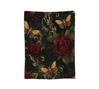 Mexpekil Red Rose Golden Moth Blankets 125x100cm