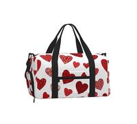 Mexpekil Red Shiny Hearts Gym Bag with Shoe Compartment Waterproof Duffel Bag Large Overnight Weekend Bags Travel Holdall for Women Men Teens