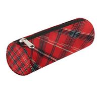 Mexpekil Red Tartan Check Pattern Pencil Case for Girls Boys Stationery Pouch Organiser Small School Supply Bag for Students Office