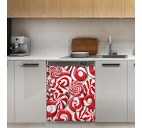 Mexpekil Red White Candy Dishwasher Magnet Cover 21x26Inch Decorative Dish Washer Sticker for Front Door Waterproof Kitchen Appliance Panel Magnetic Decal