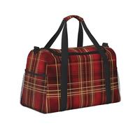 Mexpekil Red Yellow Buffalo Plaid Duffel Bag Large Carry On Hand Luggage Bags Waterproof Weekender Bags Foldable Tote Bag for Travel Sports Gym Dance