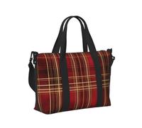 Mexpekil Red Yellow Buffalo Plaid Travel Duffel Bag Waterproof Sports Gym Bag Large Weekend Overnight Bags for Women Men Foldable Carry On Luggage Tote Bag for Flight