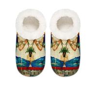 Mexpekil Retro Ancient Egyptian Egypt Women Women's Slippers Size 6-6.5 Soft Fuzzy House Slipper Non Slip Home Shoes for Women Men Ladies