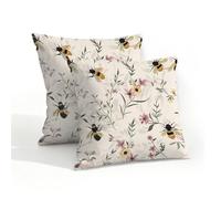 Mexpekil Retro Animal Bee Flower Cushion Covers 45x45 cm Outdoor Waterproof Throw Pillow Case Set of 2 Pillowcase 18x18 in for Patio Garden