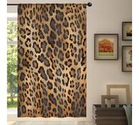 Mexpekil Retro Animal Leopard Print Voile Curtains 78 Drop, Semi Sheer Curtains for Living Room Bedroom Home Kitchen, 55 inches Wide, 1 Panel