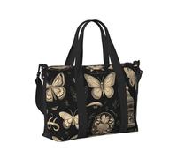 Mexpekil Retro Butterfly Clock Travel Duffel Bag Waterproof Sports Gym Bag Large Weekend Overnight Bags for Women Men Foldable Carry On Luggage Tote Bag for Flight