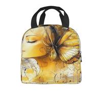 Mexpekil Retro Butterfly Music Notes Lunch Bag Insulated Thermal Cooler Tote